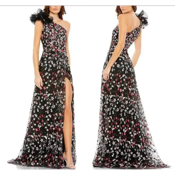 sachin and babi light blue dress Mac Duggal | Dresses | Mac Duggal 233 Floral Embroidered One Shoulder High  Slit Dress Size 14 Nwt